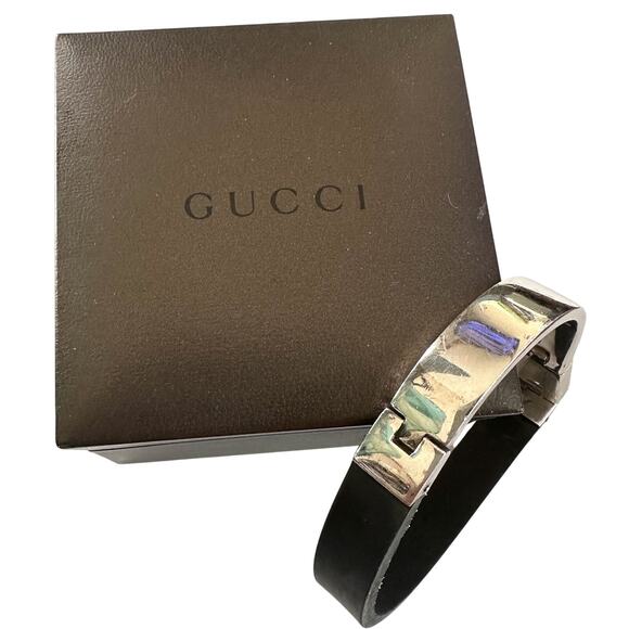 Gucci Rubber and Sterling Silver ID Bracelet- Full Inclusion - Picture 1 of 16
